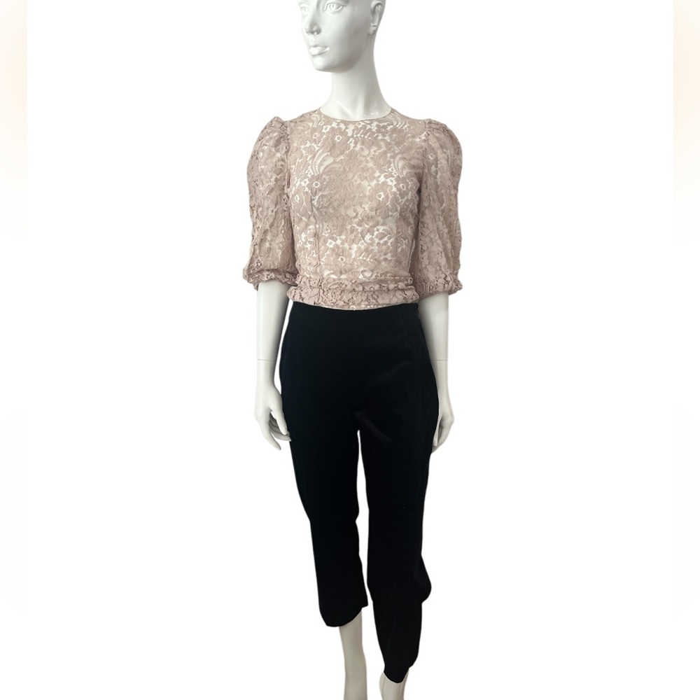 Vintage Laura Ashley  Black Velvet Straight Leg Crop Capri Trousers